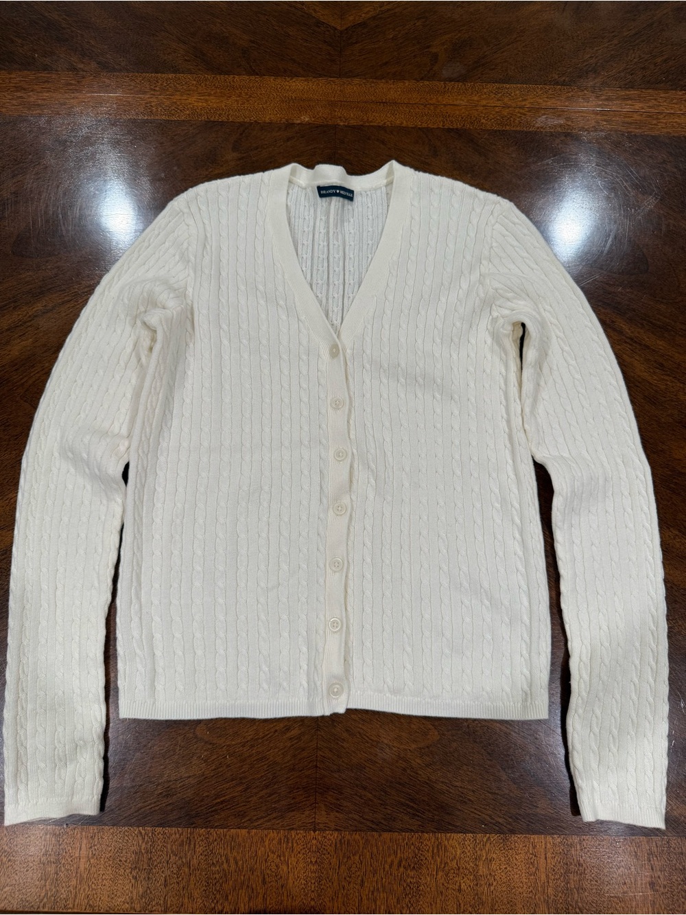 Brandy Melville Classic Women's Cable-Knit Cardigan Sweater - white